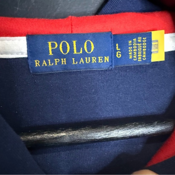 POLO RALPH LAUREN Multicolor Colorblock Spellout Pullover Hoodie Women's M - Picture 5 of 11